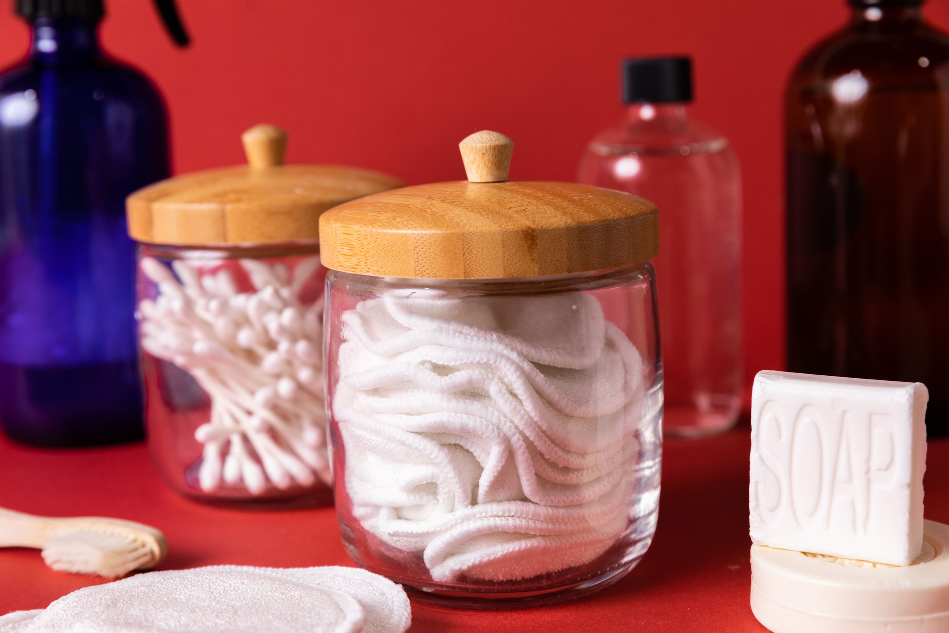 Still Life of Reuseable Toiletry Items and Packaging